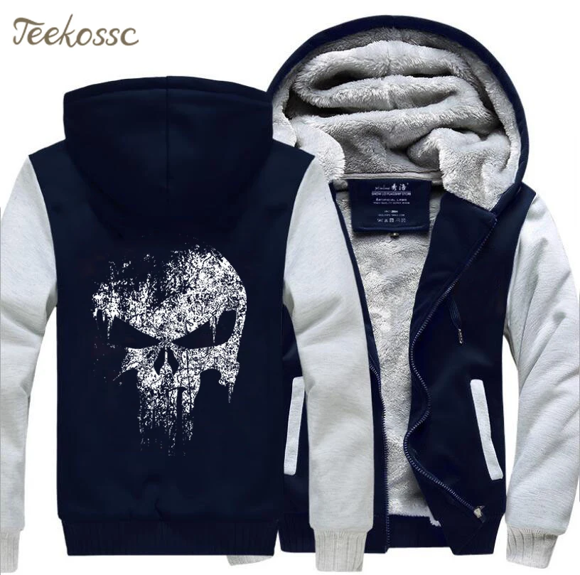 Толстовка с капюшоном Super Hero Skull для мужчин теплая флисовая куртка принтом