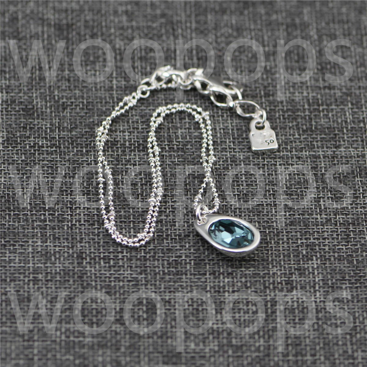 

S925 Sterling Silver European and American Classic Blue Crystal Pendant Lady Necklace Jewelry Holiday Gift