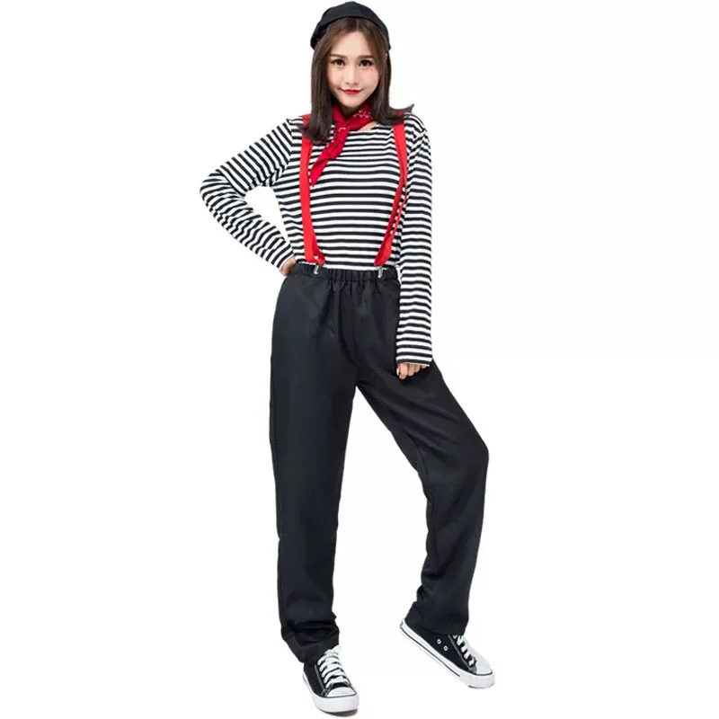 Костюм клоуна для влюбленных Хэллоуина костюм пар во французском стиле Мимс