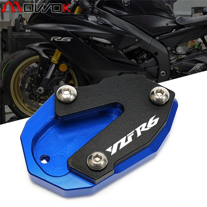 

For YAMAHA YZF-R6 YZF R6 YZFR6 2017-2021 2020 Motorcycle CNC Kickstand Foot Side Stand Extension Pad Support Plate Enlarge Stand