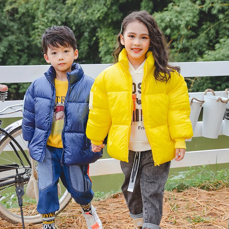 Детское плотное хлопковое пуховое пальто для мальчиков и девочек зимняя куртка