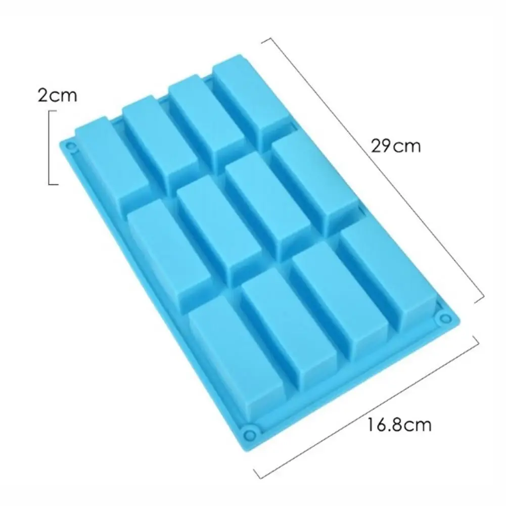 

12holes Rectangle Shaped Silicone Mold Fondant Chocolate Mould Pan Accessories Baking Kitchen Biscuit Mold Cookie Bakeware Q1A6