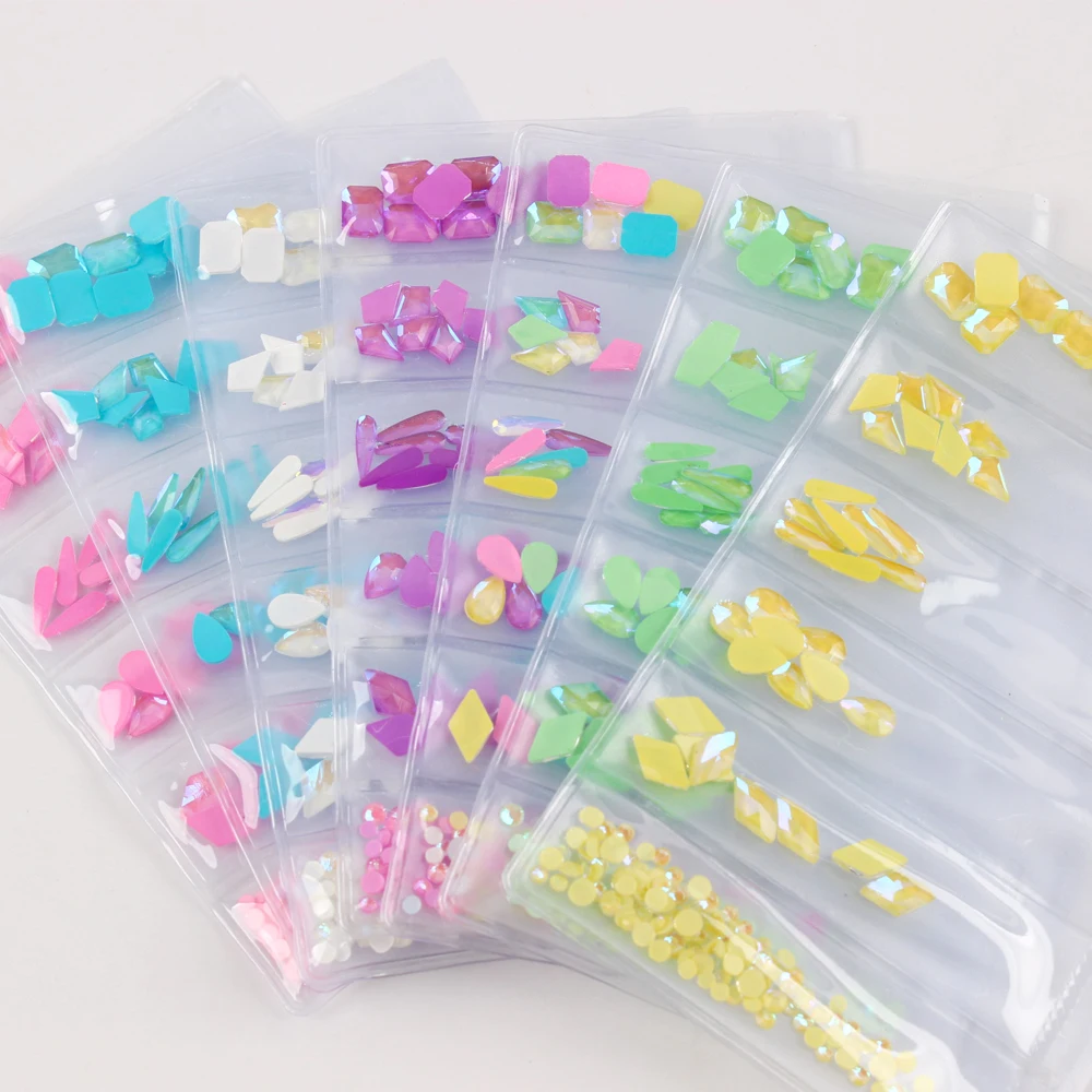 1 упаковка цветные стеклянные стразы мокко для ногтей смешанные размеры дизайна