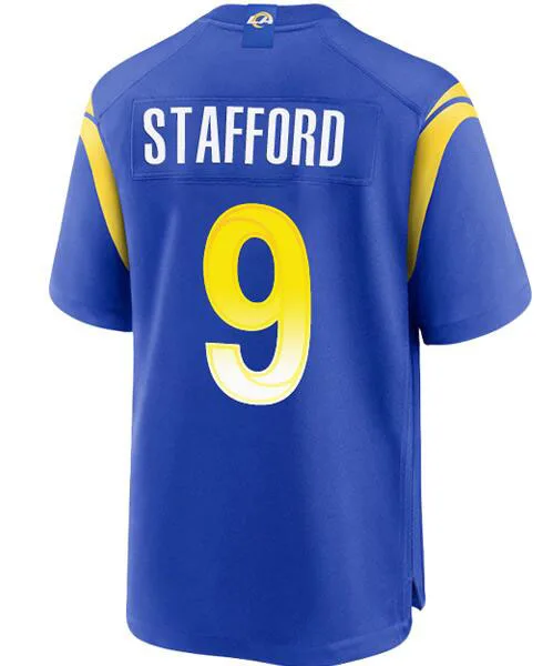 

Американская футболка с вышивкой, Мэтью Стаффорд, для мужчин и женщин, для детей, для молодежи, голубая футболка Лос-Анджелеса