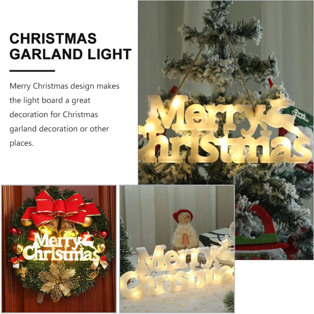 

1Pc Merry Christmas Letter Light Board Christmas Garland Decoration White