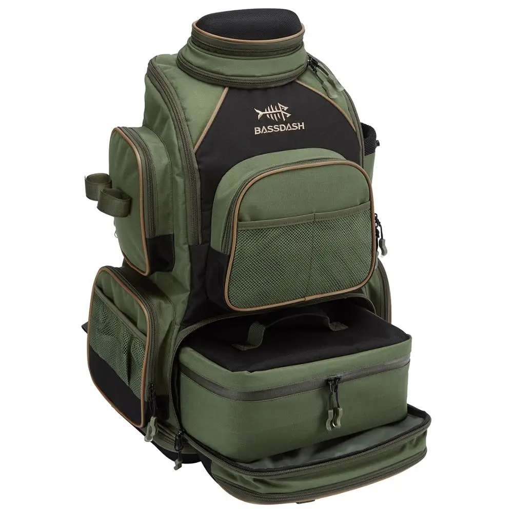 

Fishing Backpack with Rod Holder and Rain Cover, Water Resistant Tackle Backpack with Detachable Insulated Lunch Bag