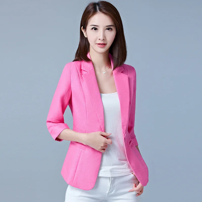 

Single Button Office Lady Plus Size 5XL OL Traditional Classical Long Sleeve Female Women Blazer Autunm Jacket White Pink Black
