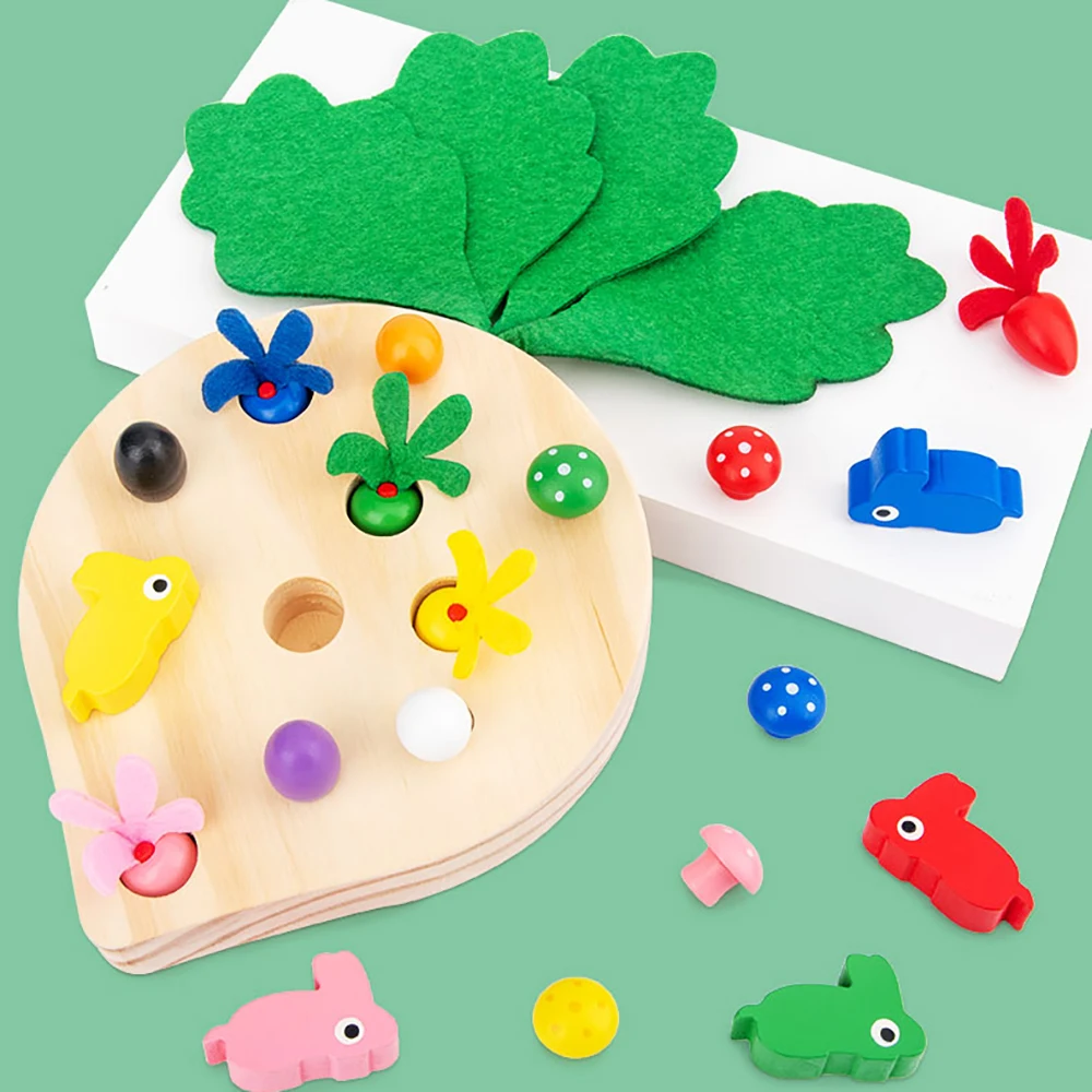 

Деревянная детская обучающая игрушка в виде редиса, пазл для сбора грибов в форме цветного сочетания, набор Монтессори для детей, подарок на...