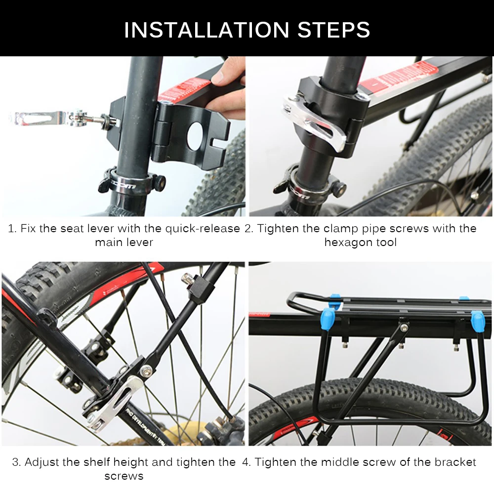 

Adjustable Bike Luggage Cargo Rack Super Strong Bike Luggage Bracket With Reflector