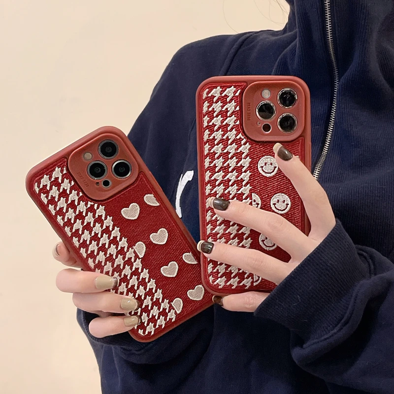 

Чехол с вышивкой в виде сердца для iPhone 11 12 13 Pro Max Xs X Xr 7 8 Plus