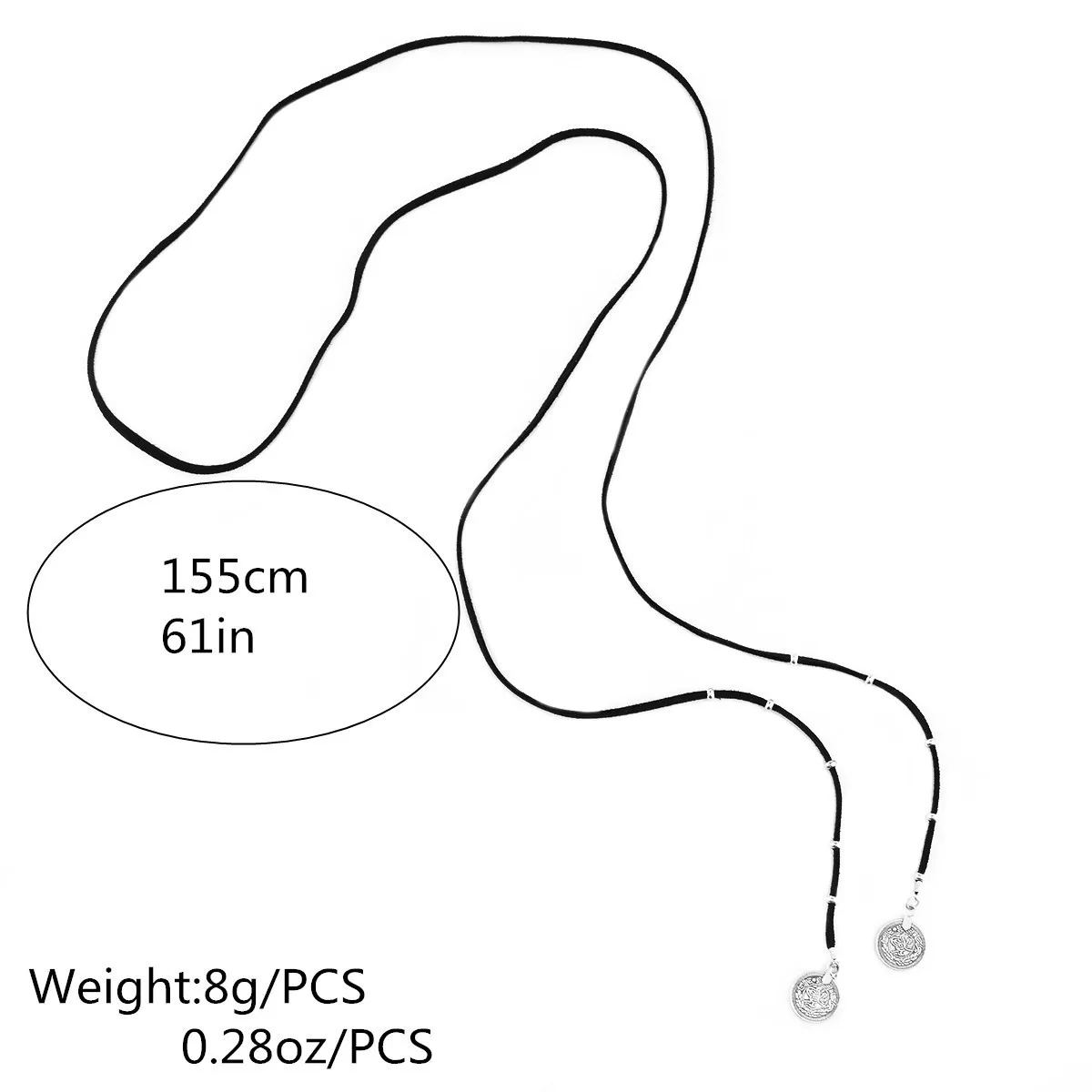 

Vegan Suede Long Women's Choker Necklace with Coin Charm Flannelette Wrap Tie Up Bolo Jewelry in Brown Lariat Suede JDL48G-398F