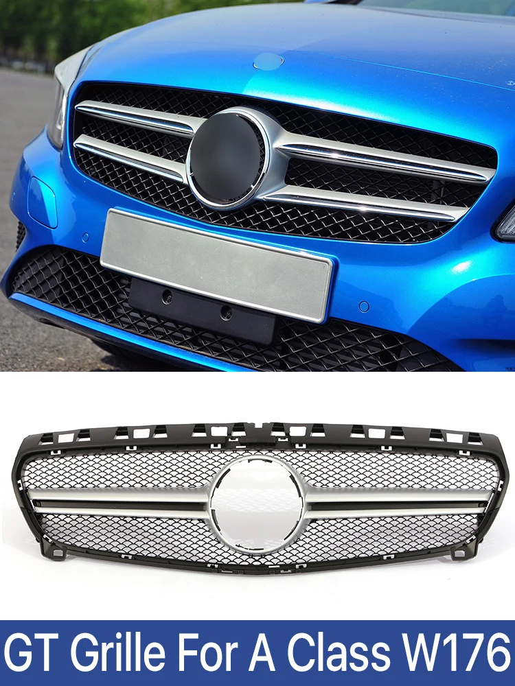 

Черный, серебристый, стиль A45, передний бампер AMG, решетка для Mercedes Benz класса A W176, A35, A180, A200, A250, A260, 2013-2015, 2016-2018