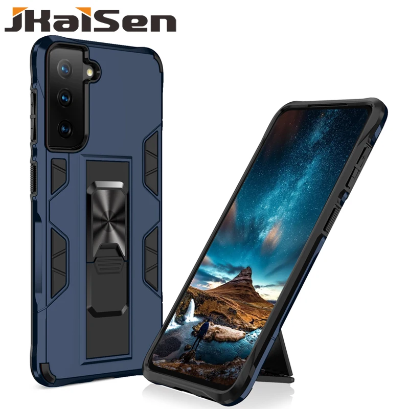 

JKaiSen Shockproof Kickstand Phone Case For Samsung Galaxy S20FE S21FE Magnetic Car Holder Finger Ring Protective Cover