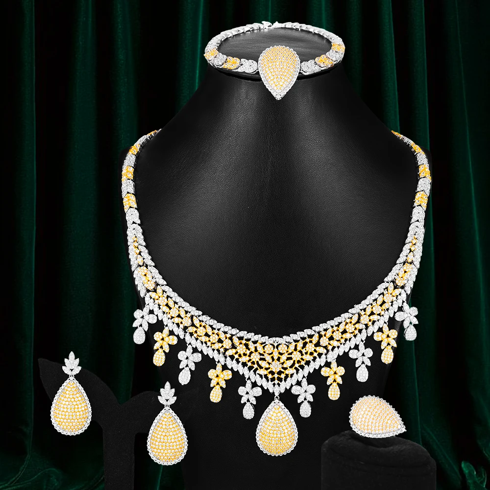 

GODKI Trendy 4pcs African Jewelry Sets For Women Wedding Full Micro Cubic Zirconia Dinner Dress Dubai/Indian Bridal Jewelry Sets