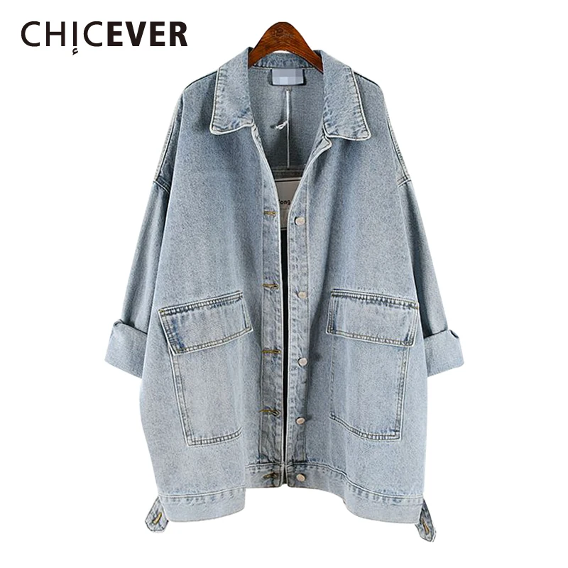 

Куртка Женская Весенняя из денима, с отложным воротником и длинным рукавом, размера плюс размера, 2021