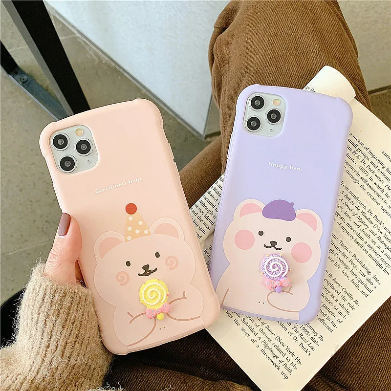 Чехол для телефона с 3d изображением леденца медведя iphone 11 Pro XS Max XR X 8 7 Plus