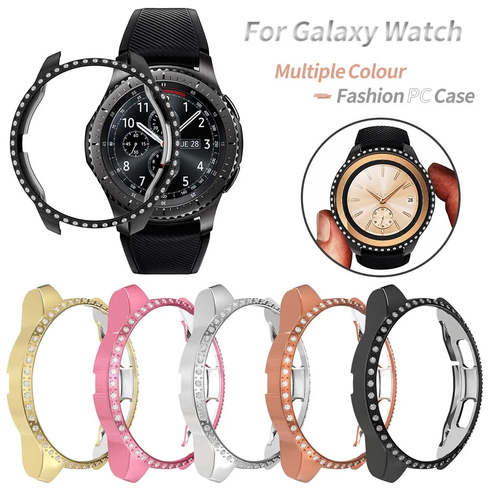 Женский Алмазный ПК Защитный чехол для samsung Galaxy Watch 42 мм 46 мм Чехол легкий бампер для gear S3 тонкий корпус аксессуары