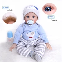 realistic 55 cm 22 inch reborn doll boy realistic silicone vinyl toy bright big eyes baby handmade gift personal collection