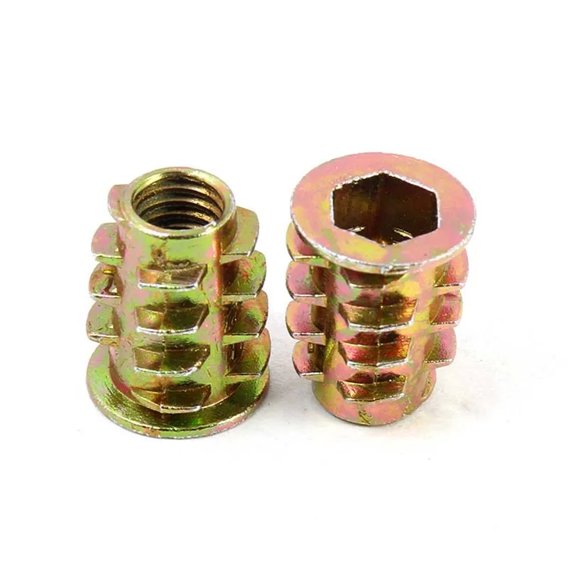 

20Pc M4 M5 M6 M8 Metal Hexagon Hex Socket Head Embedded Insert Nut E-Nut for Wood Furniture Inside and Outside Thread Zinc-alloy