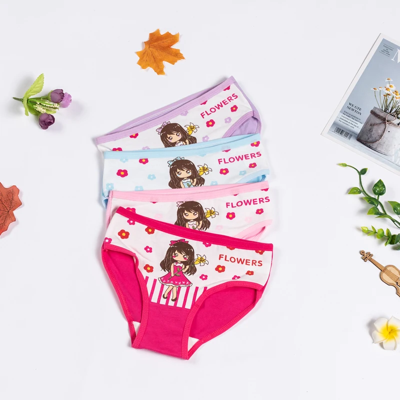 Трусики для девочек 4 шт./Лот мягкие хлопковые нижнее белье с мультяшным рисунком