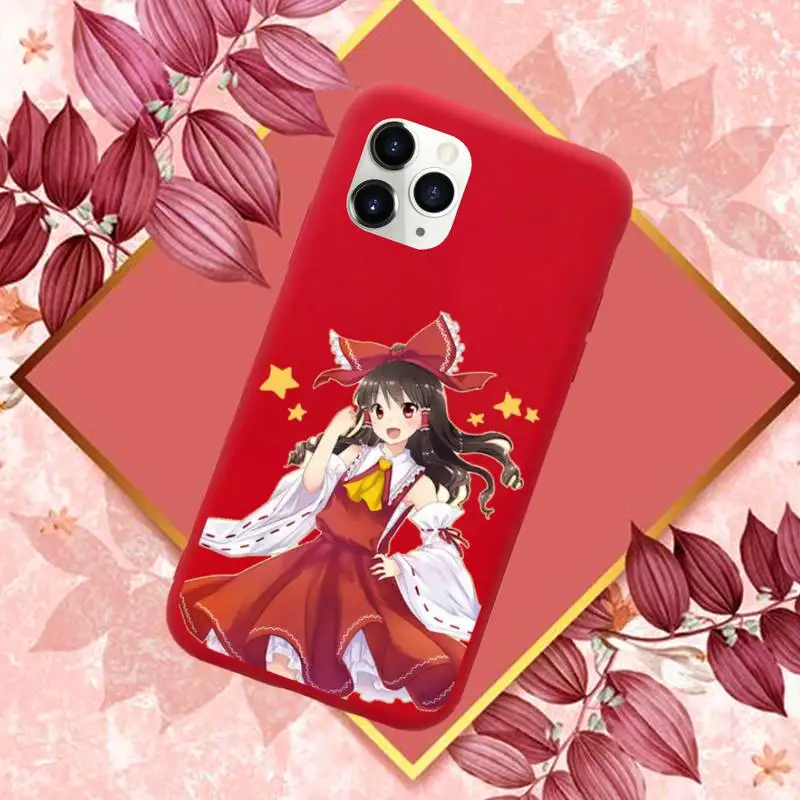

Hakurei Reimu cute anime girl high quality Phone Case shell Candy Color for iPhone 6 7 8 11 12 s mini pro X XS XR MAX Plus