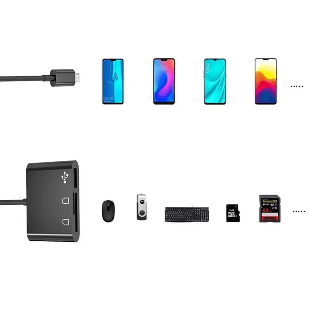 3 в 1 мульти микро USB 2 0 OTG Хост-адаптер кабель TF SD концентратор-картридер памяти для