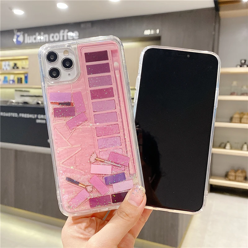 Жидкий Макияж Тени для век зыбучий песок Чехлы телефона Iphone 11 11pro 7 8plus X XR Xsmax