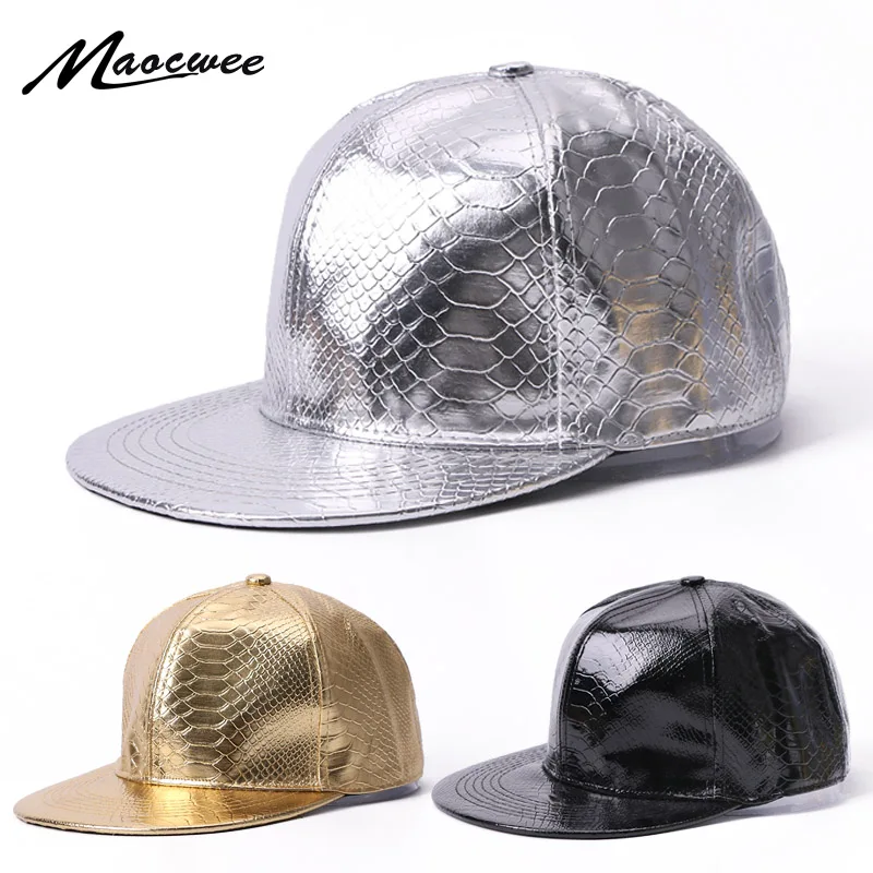 Кепка-бейсболка для мужчин и женщин кожаная бейсболка с блестящими золотистыми