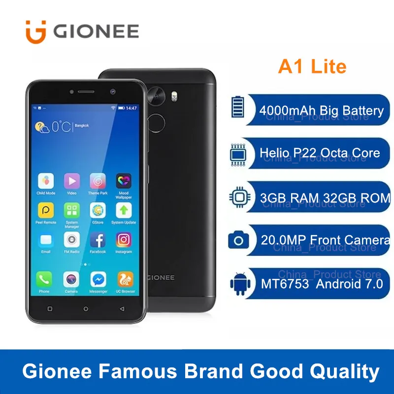 

Смартфон Gionee A1 Lite, 4G LTE, Восьмиядерный, 3 + 32 ГБ, 7,0 МП, Android 4000, 5,3 мАч
