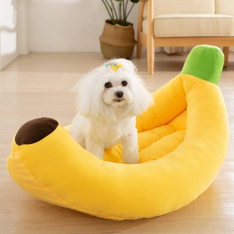 

Funny Banana Shape Pet Dog Cat Bed House Plush Soft Cushion Warm Durable Portable Pet Basket Kennel Cats Accessories