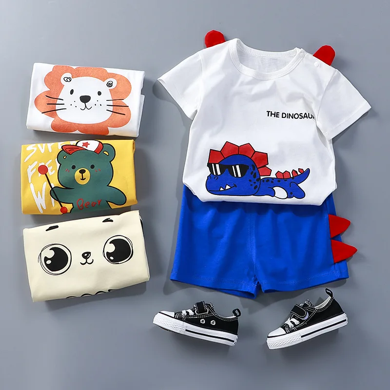 

Casual Cartoon Kids Clothes Girls Pullover Pure Cotton Summer Girls and Boys Set Outfits Short Sleeve Children's Clothing Sets