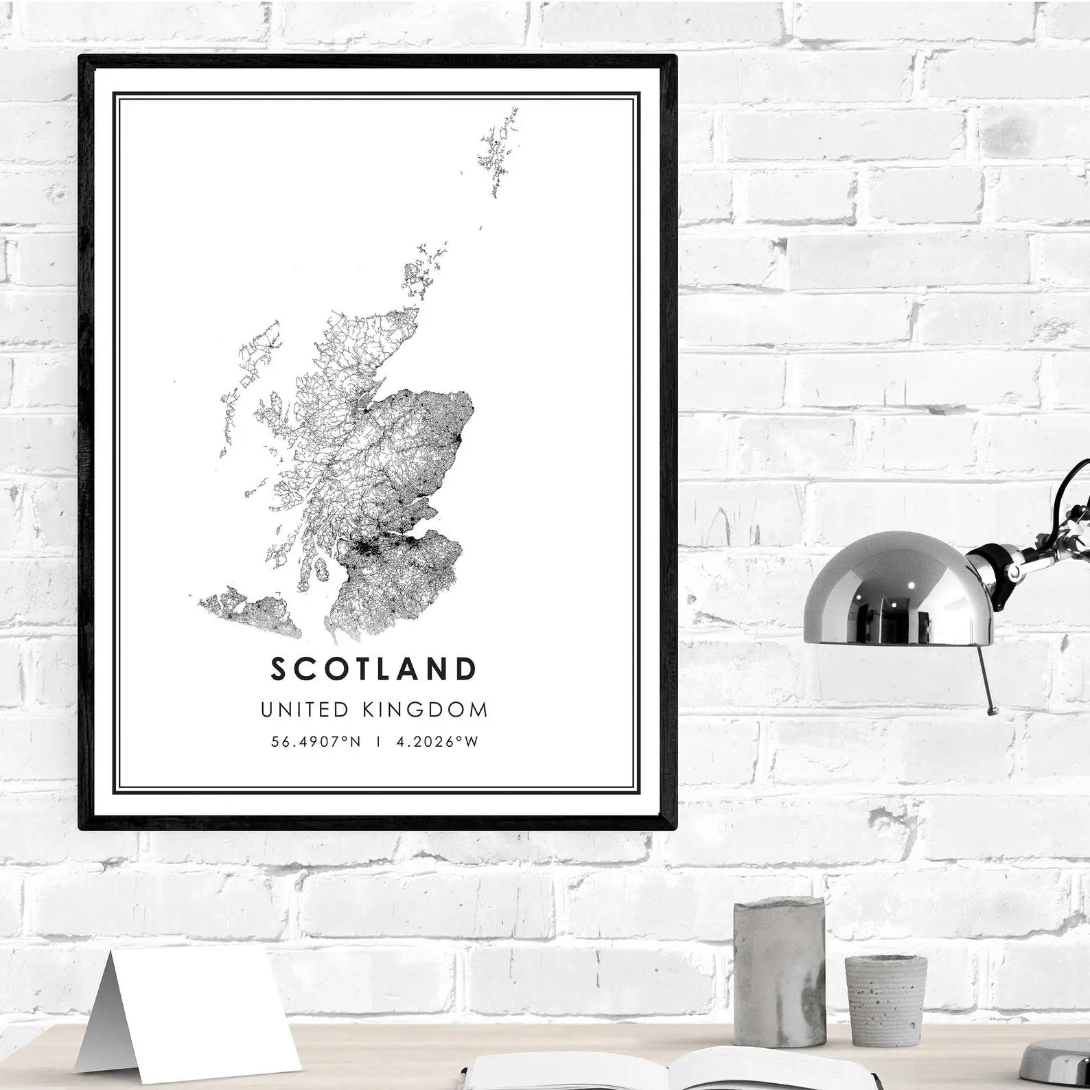 Карта страны Шотландии плакат холст Шотландия Великобритания города Постер -