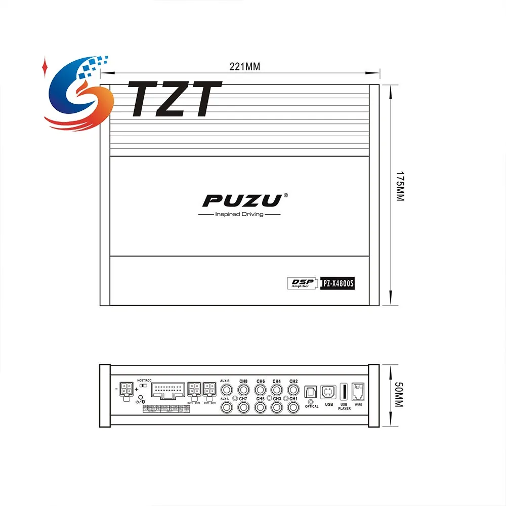TZT PUZU PZ-X4800S DSP усилитель Bluetooth автомобильный цифровой процессор сигнала 8x150 Вт 4 в 8