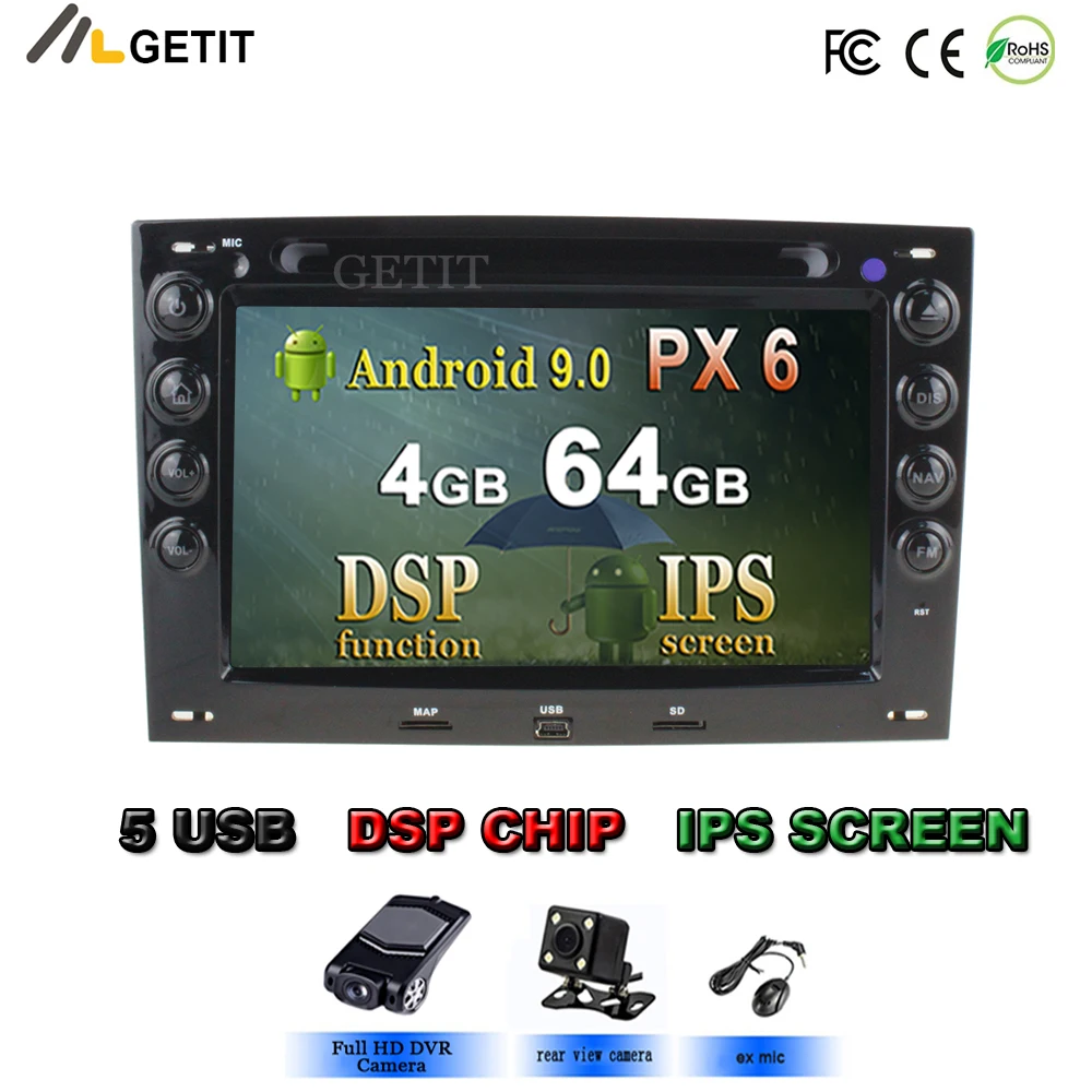 Автомобильный DVD плеер IPS DSP Android 10 4G 64G для Renault Megane2 Megane 2 2006 2010 Мультимедиа Видео GPS