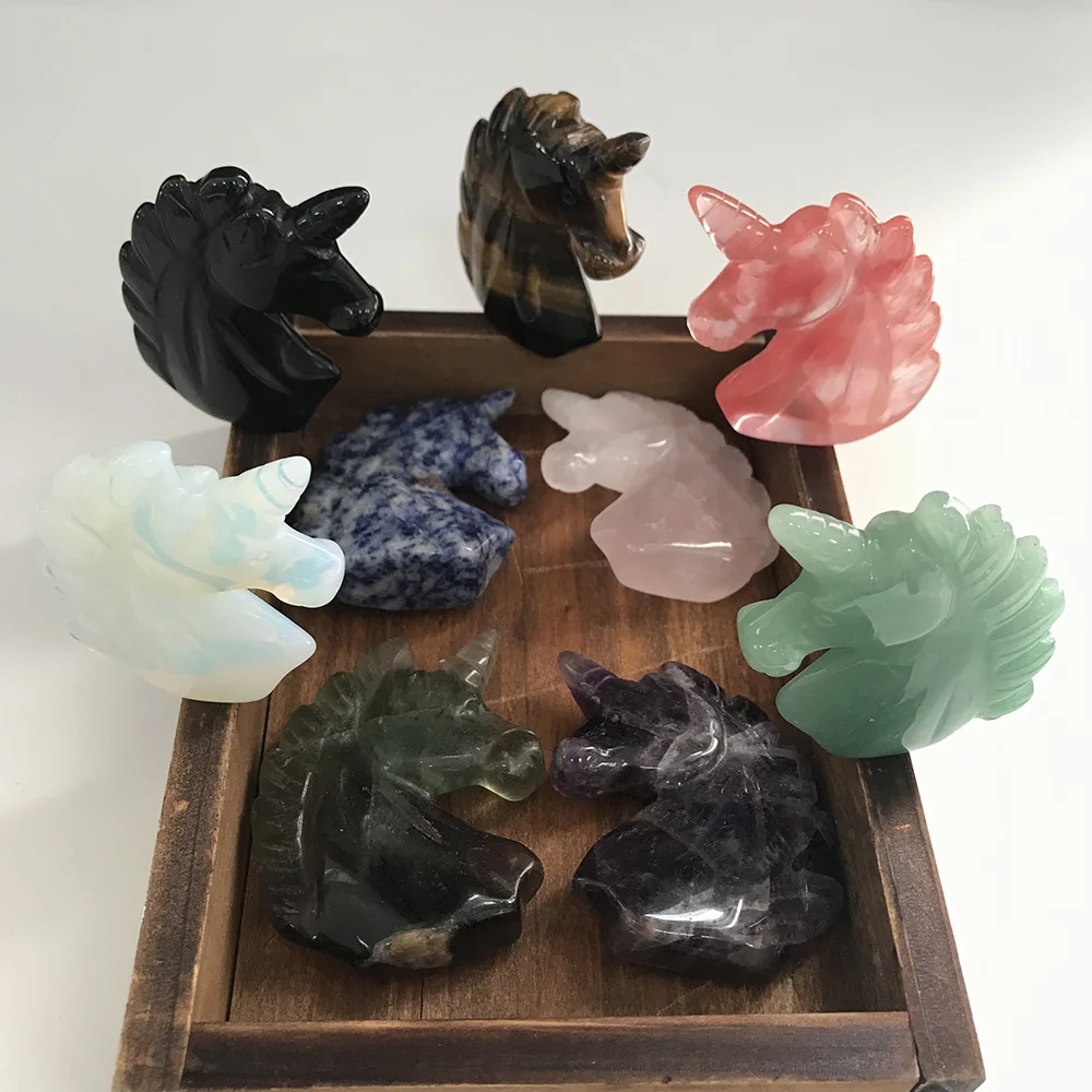 Высококачественный натуральный камень 2 5 дюйма аметист в форме единорога ручная