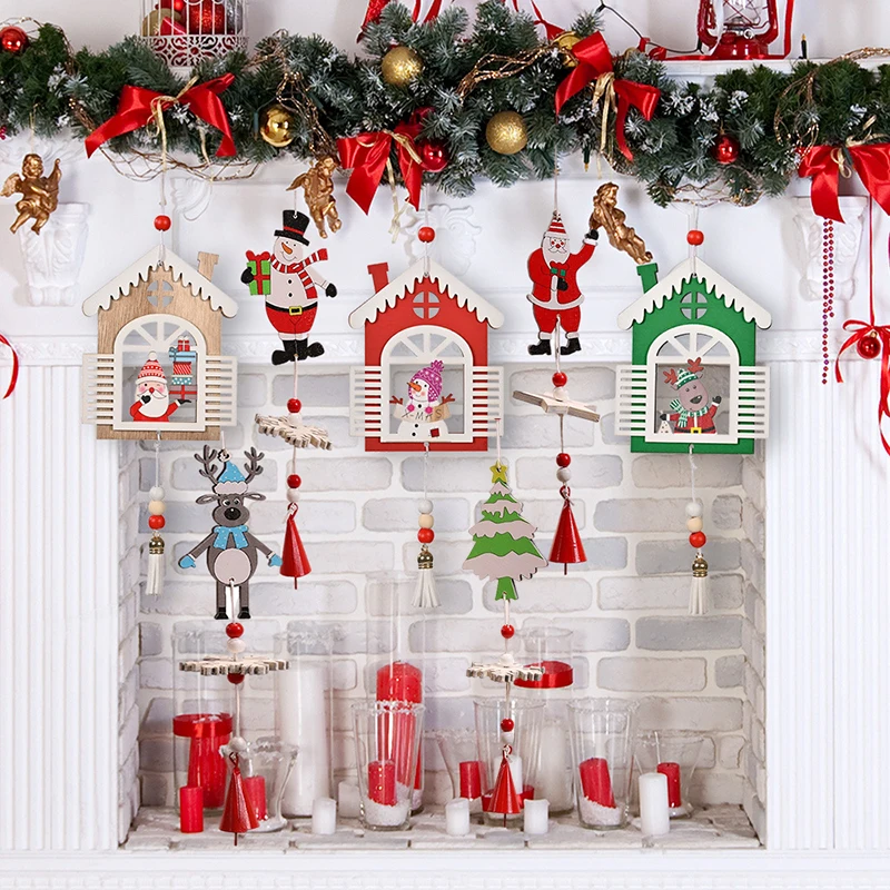 

Wooden Tassel Christmas Ornament Hanging Pendants Xmas Tree Bell Christmas Decorations For Home Decor Accessories 2022 New Year