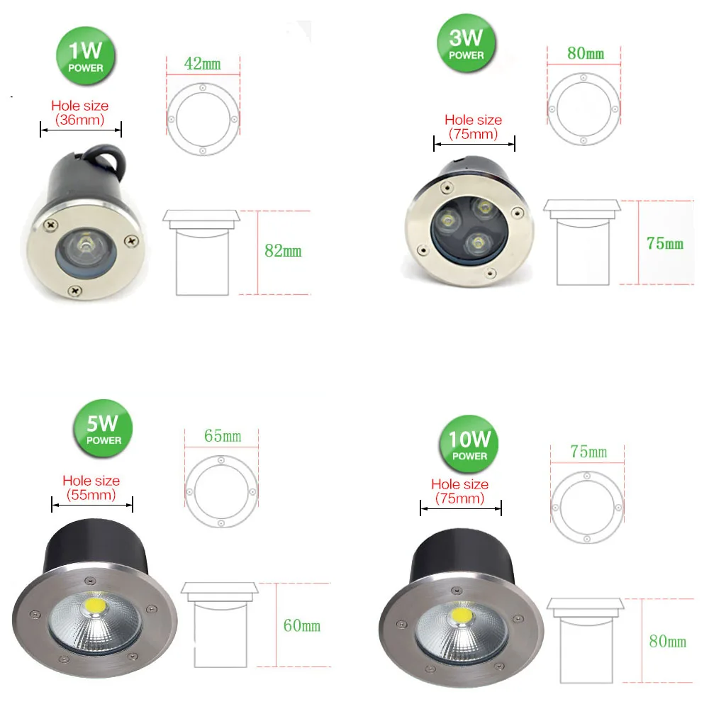 IP68 LED Underground light Outdoor Ground Floor Lamp Garden Square Path Buried Yard Spot Landscape AC85-265V ACDC12V 24V | Освещение