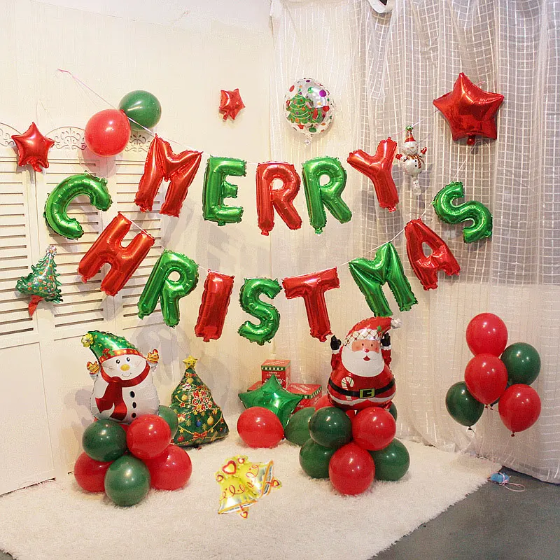 

Merry Christmas Foil Balloon Santa Claus Ballon Snowman Globos Round Dot Latex Balloons Christmas Decorations For Home New Year