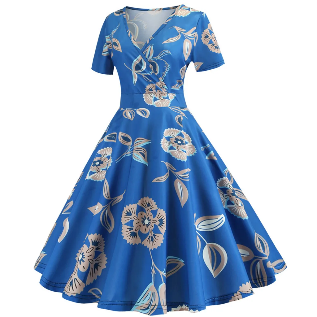 JAYCOSIN женское винтажное платье с коротким рукавом вечерние платья принтом