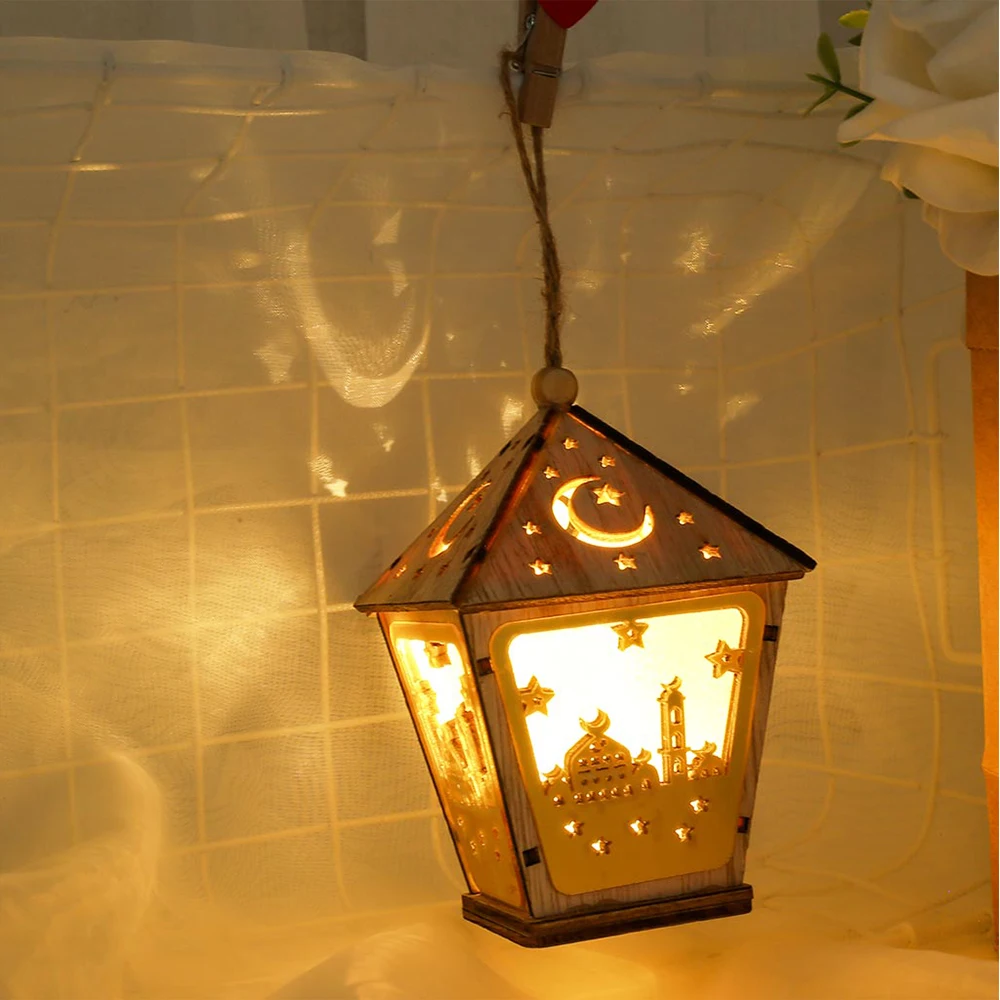 Мусульманский праздничный светильник Рамадан ИД Мубарак украшения деревянная
