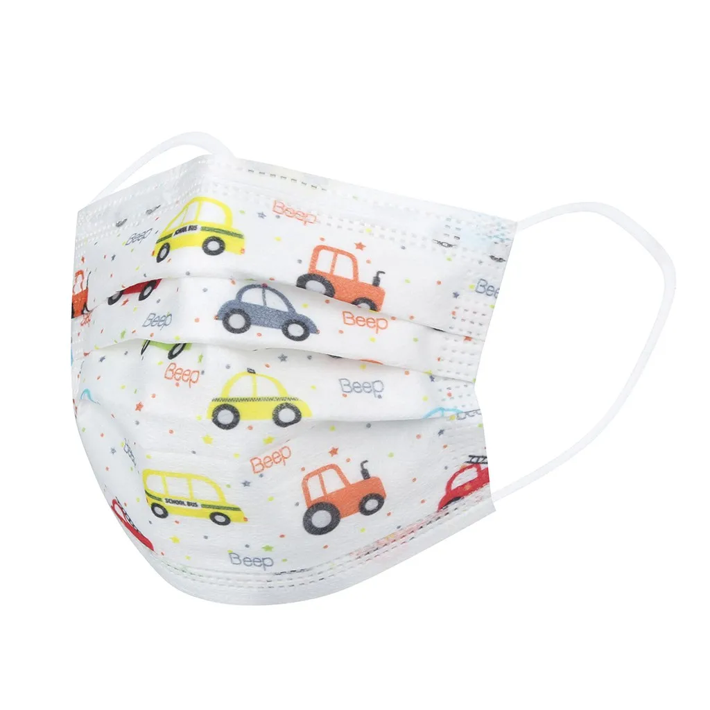 

50PC Disposable Children's Mask Cartoon Print Face Mouth Masks Breathable Masque De Protection Windproof Dustproof Masque Enfant