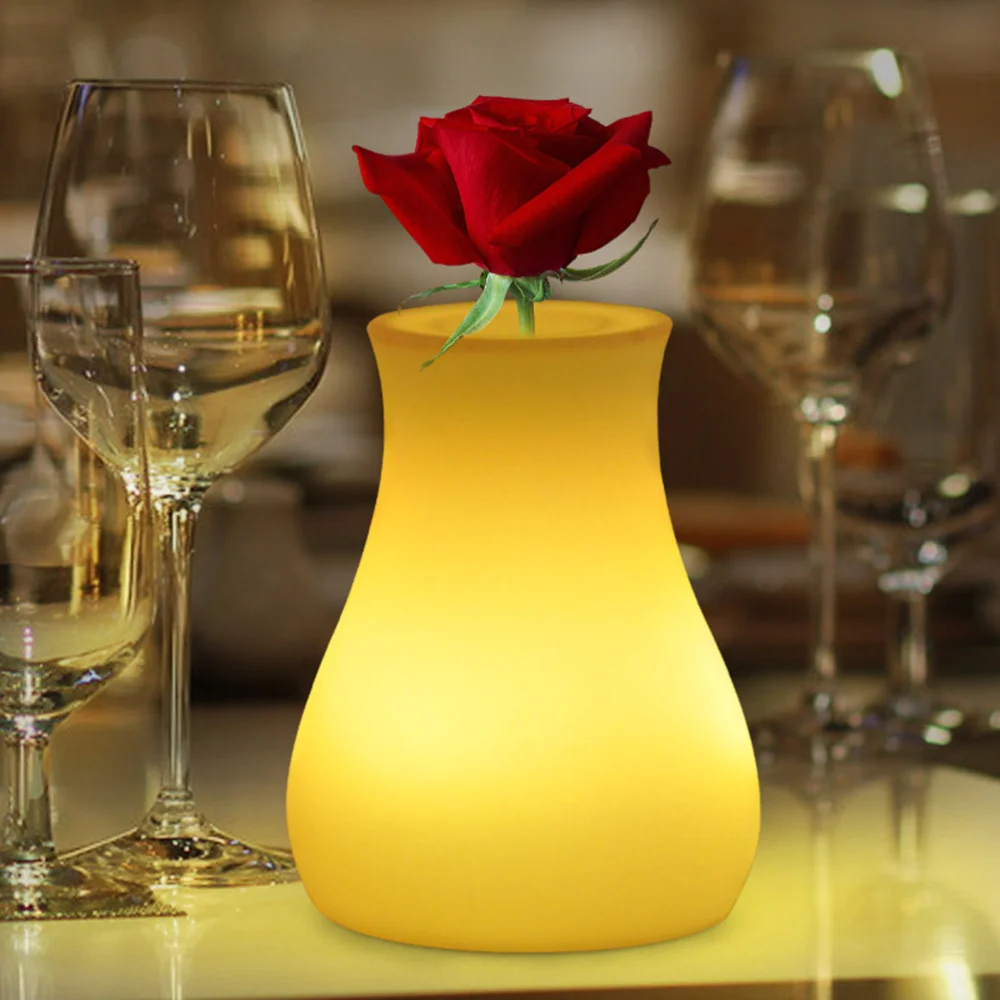 

LED Night Light Colorful Glow Table Lamp Flower Vase Shape Light (White USB Charging)