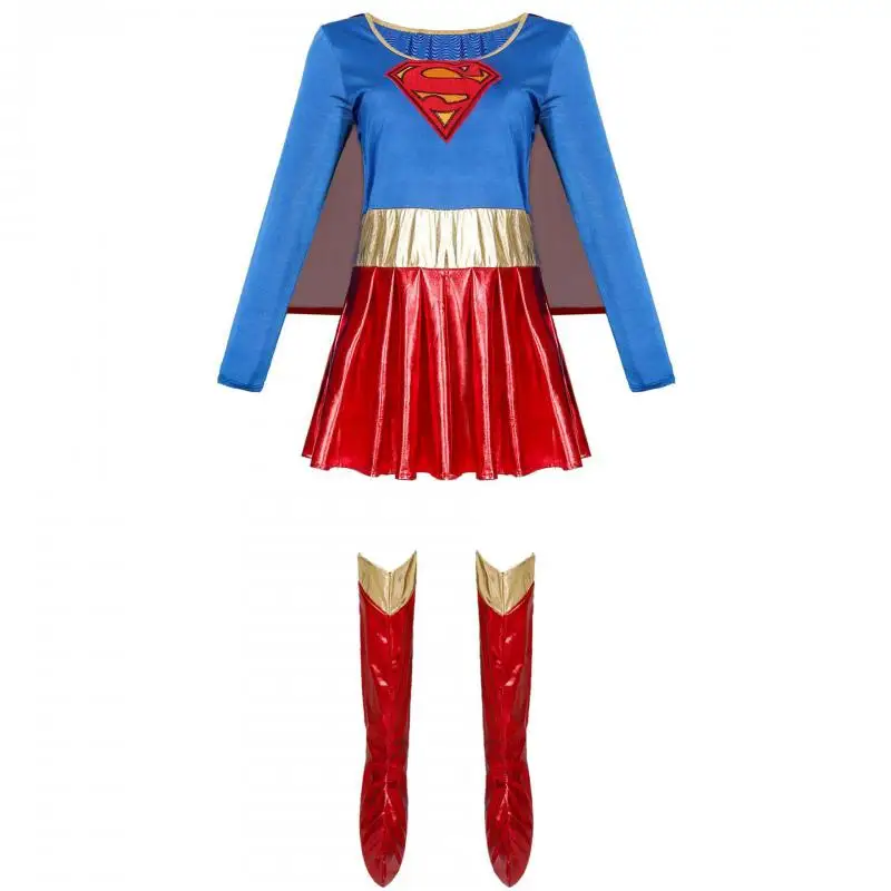 Бренд Суперженщины платье Супермен косплей костюмы для взрослых девочек