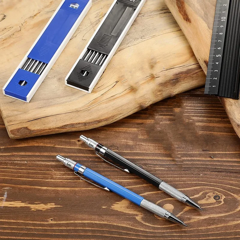 

4 Pieces 2 mm Carpenter Pencils with 48 Pieces Replaceable Marker Refills for Wood Tile Glass Ceramics Metal