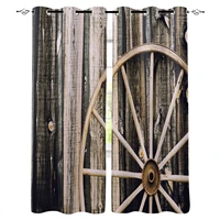 wheel wooden wall retro wood curtains for living room bedroom kitchen window treatment curtain home decoration