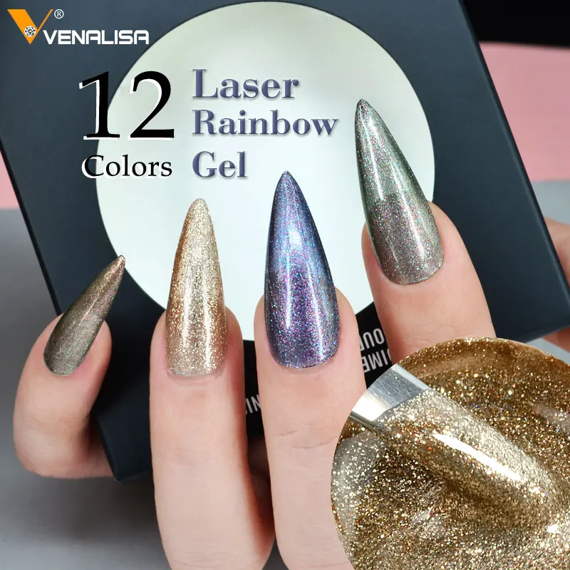 Голографический Гель-лак Venalisa Радужный для ногтей отмачиваемый УФ светодиодный