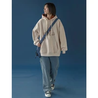 new autumn and winter loose coat letter printing hooded sweater japanese style hong kong style retro top