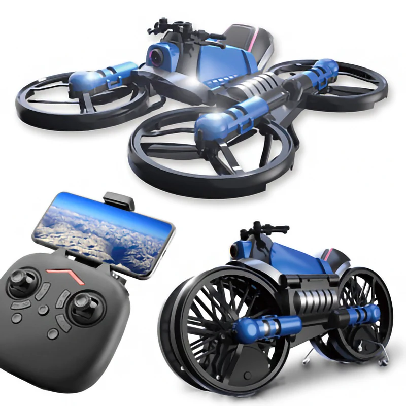 

2 in 1 RC Drone and motorcycle WIFI 2.4G remote control radio FPV high speed aircraft Model airplane transformation gift boys