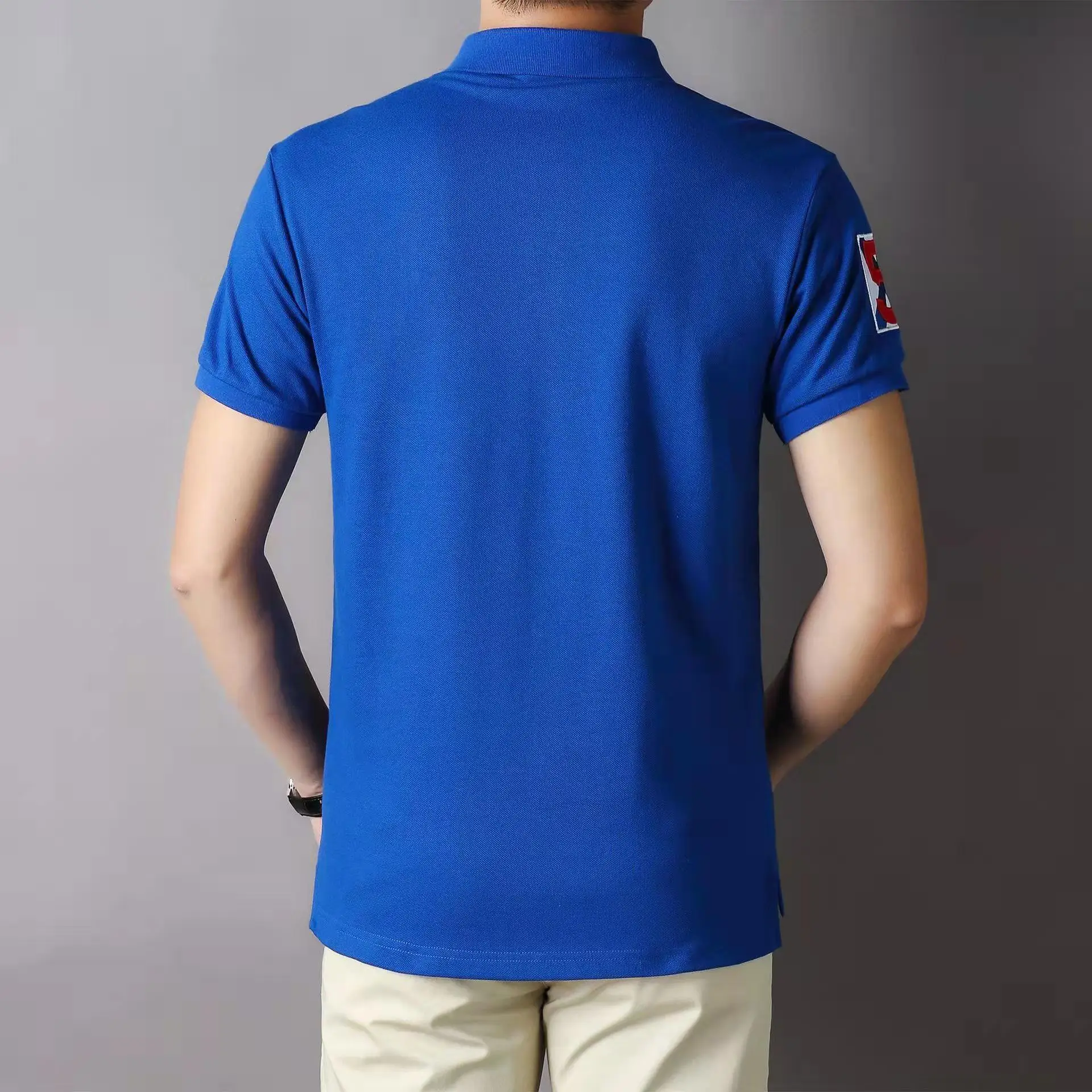 Мужская рубашка-поло с коротким рукавом и вышивкой | одежда