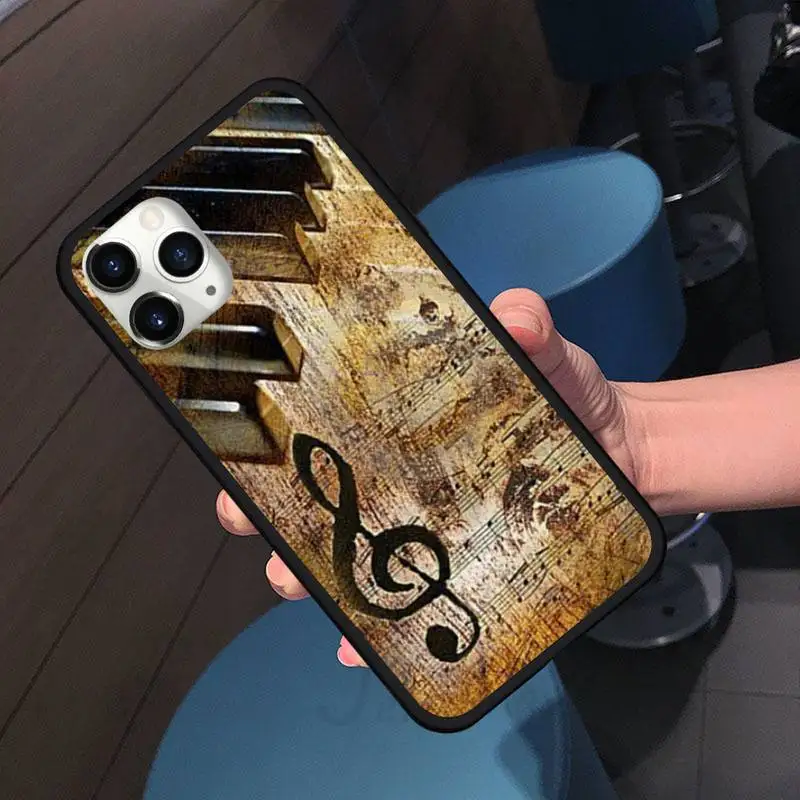 

black white music piano keys notes Phone Case for iPhone 11 12 pro XS MAX 8 7 6 6S Plus X 5S SE 2020 XR shell cover funda